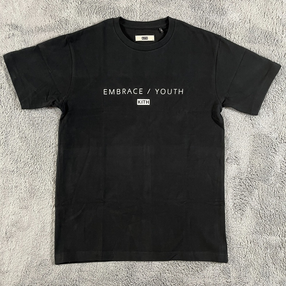 Kith Embrace Youth Logo Tee Mens Small Shirt Japanese Rare Heavy Cotton Black